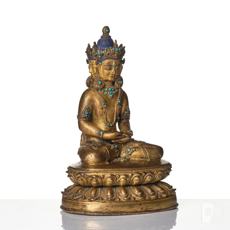 A Tibetan or Nepalese Gilt-Copper Alloy Figure of Sarvavid Vairocana, - 图6